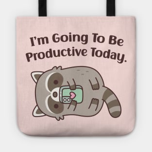 Cute Lazy Raccoon Going To Be Productive Today Funny Tote