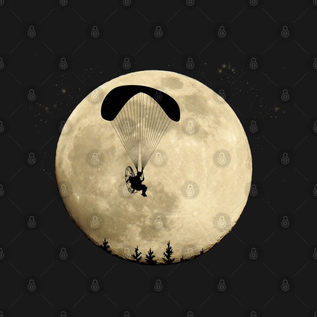 Paragliding Paramotor Powered under a full moon by BurunduXX-Factory