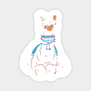 Cute Llama Sitting and Smiling! Magnet