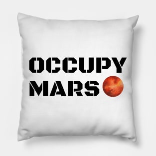 Occupy Mars Black Pillow