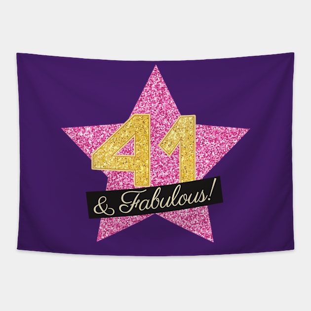 41st Birthday Gifts Women Fabulous - Pink Gold Tapestry by BetterManufaktur