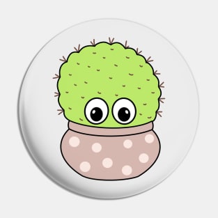 Cute Cactus Design #327: Chunky Cactus In Polka Dot Jar Pin