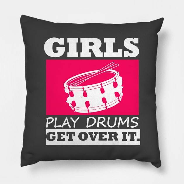 Girl Drummer Gift Female Drumming Pillow by Linco