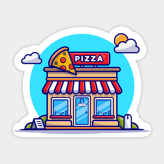 Pizza Shop Cartoon Vector Icon Illustration - Pizza - Sticker | TeePublic Pizza Shop Cartoon Vector Icon Illustration - Pizza - Sticker | TeePublic