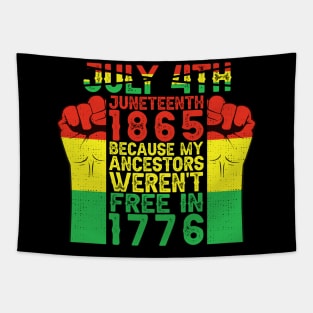 Juneteenth My Ancestors Free Black African Flag Pride Fist Tapestry