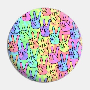 PEACE Sign Hand Pattern Pin