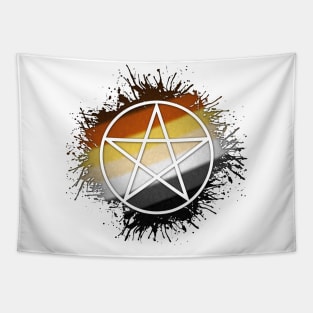 Paint Splatter Gay Bear Pride Flag Pentacle Symbol Tapestry