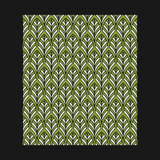 Art Deco Pattern no 36 - Green - BOHO Feather Pattern T-Shirt