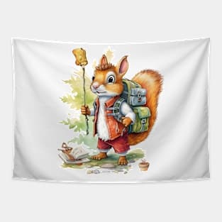 Watercolor Adventure Squirrel #1 Tapestry