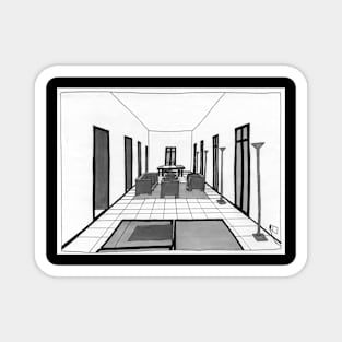 Architecture House Sketch Black and White Stylish Magnet