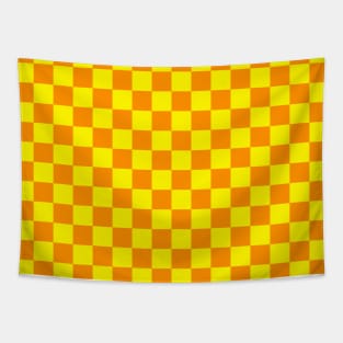 Yellow and Orange Checkered Square Pattern Tapestry