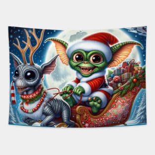 Christmas Gremlin and Alien Tapestry