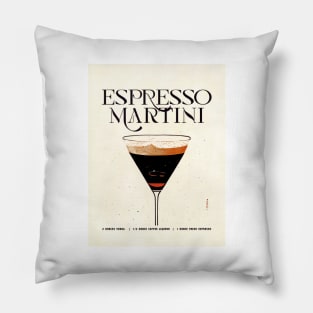 Espresso Martini Retro Poster 1970s Coffee Bar Prints, Vintage Drinks, Recipe, Wall Art Pillow