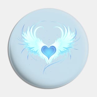 Angel Heart on Blue Background Pin