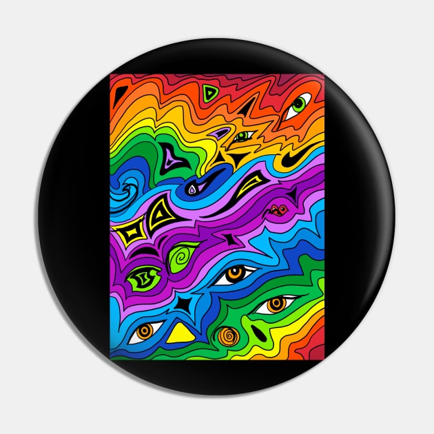 Psychedelic Rainbow Frequency Pin by Carrie K—O