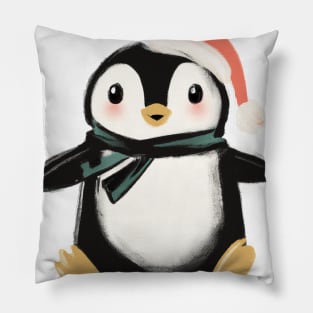 Cute Penguin Drawing Pillow