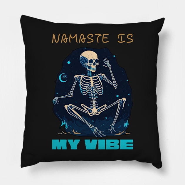 Cute Skeleton Yoga Pillow by masterpiecesai