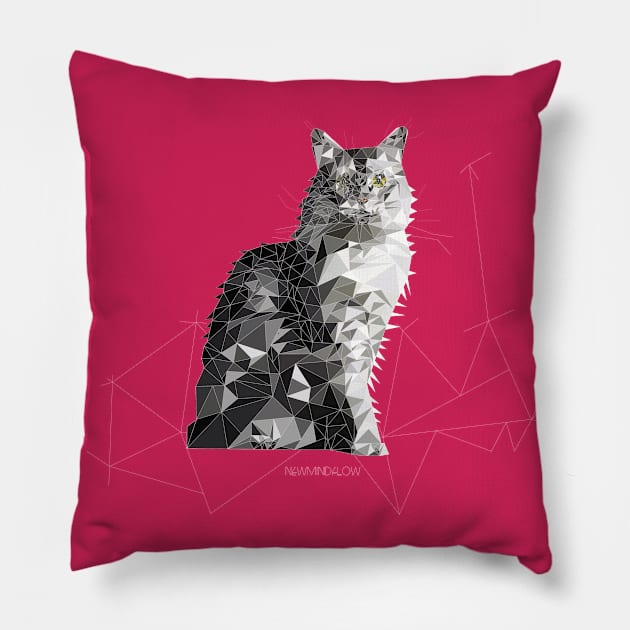 Geometric Maine Coon Pillow by newmindflow