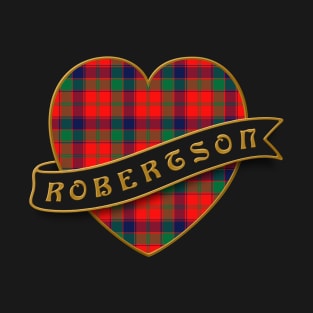 The ROBERTSON Family Tartan Heart & Ribbon Retro Family Insignia T-Shirt