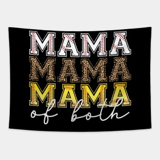 Mama Of Both Baseball Softball Heart Leopard Mothers Day Mama Tapestry