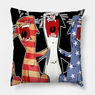 Red White And Blue Cat American Flag On 4 Of July Pillow