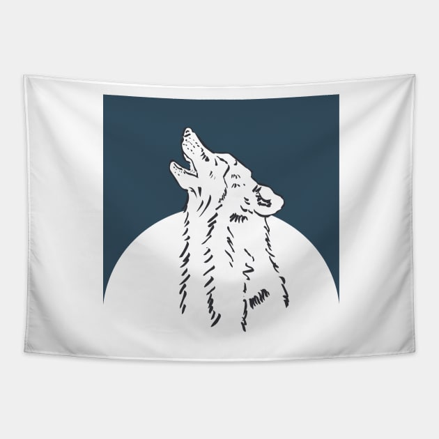 Pra Loup Howling Wolf Tapestry by lou351007