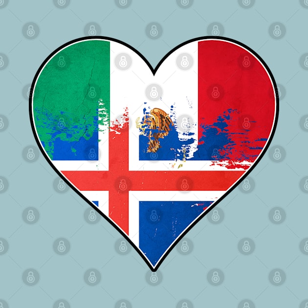 Mexican and Iceland Heart Mix Heritage Flag by Just Rep It!!