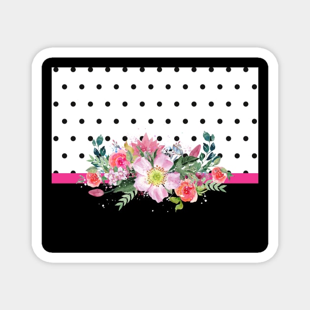 Floral Polka Dots Magnet by deb schlier