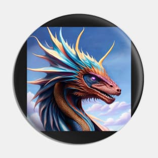 Ferocious Horned Rainbow Dragon Pin