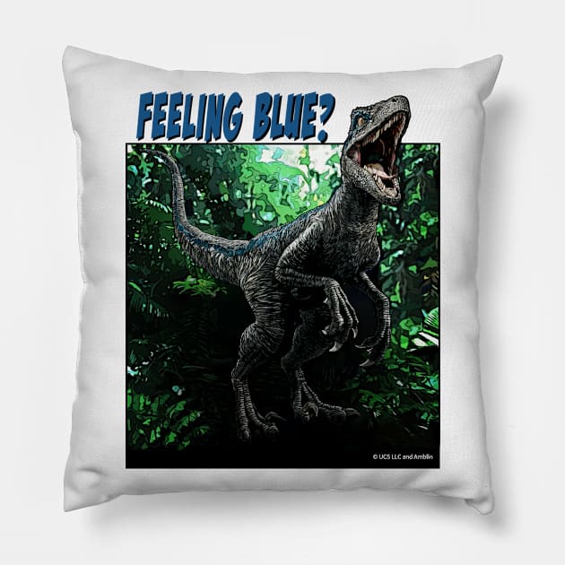 Feeling Blue-Jurassic world fan art character Pillow by marghe41