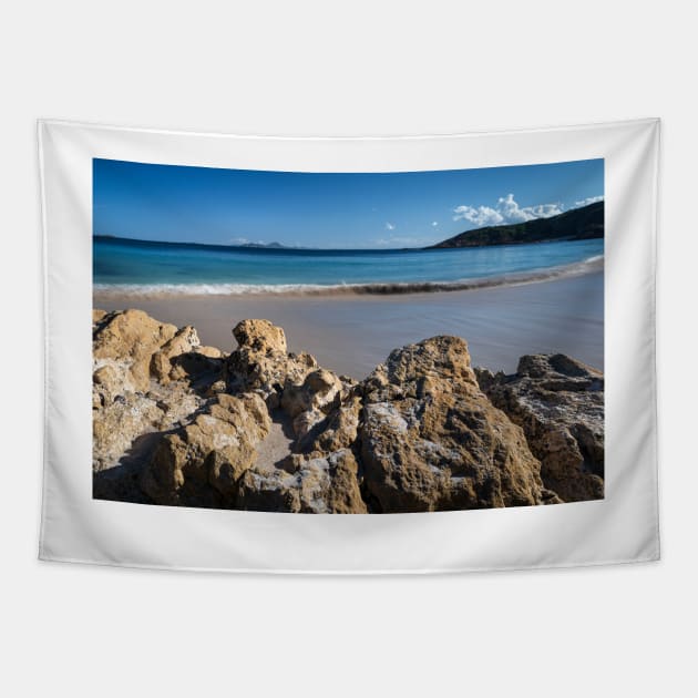 Rocks On The Beach Tapestry by Geoff79