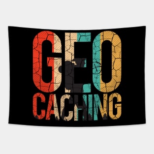 Geocaching - Retro Style Geocacher Vintage Silhouette Tapestry