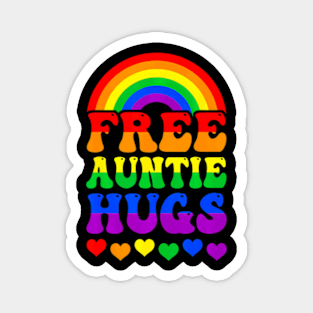 Free Auntie Hugs  Lgbt Lesbian Gay Trans Pride Groovy Magnet