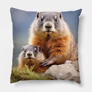 Marmot Animal Wild Beauty Freedom Wilderness Enchanting Pillow