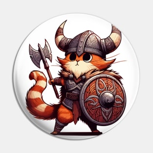 Funny Viking Warrior Cat Norse Mythology Anime Portrait Pin