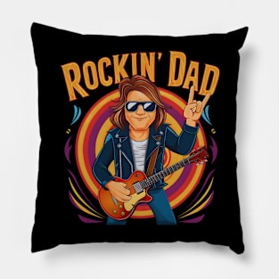 Rockin Dad Celebrating Dad with Cool Vibes and Rockin' Designs Pillow