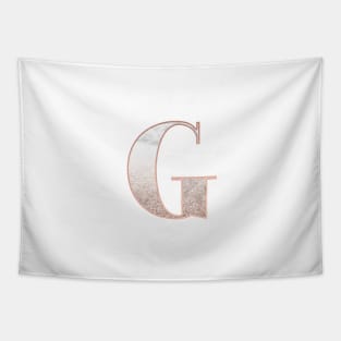 Monogram rose gold glitter marble G Tapestry