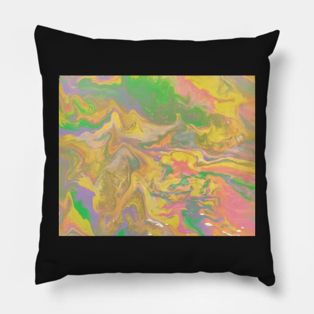 Neon yellow marble pour Pillow by Kim-Pratt