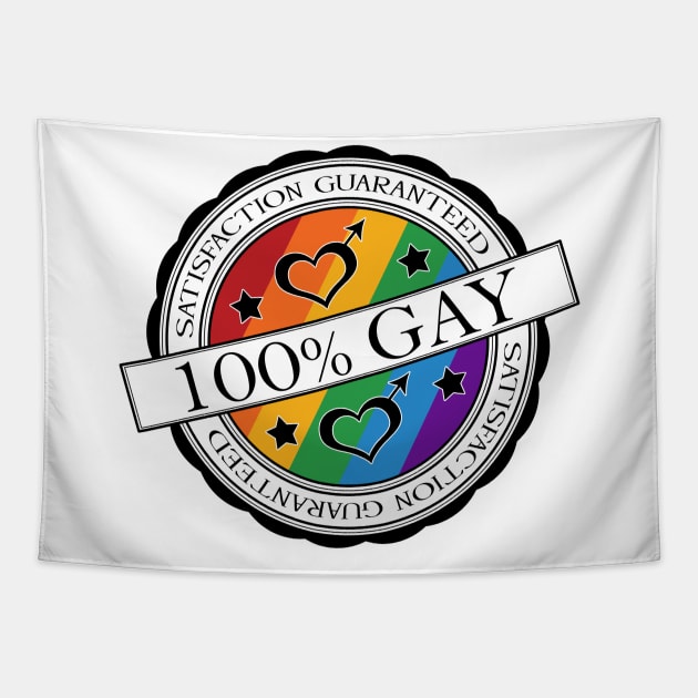 100% Satisfaction Guaranteed Gay Pride Rainbow Stamp of Approval Tapestry by LiveLoudGraphics