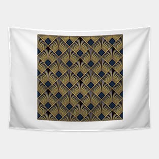 Art Deco square pattern navy and gold Tapestry