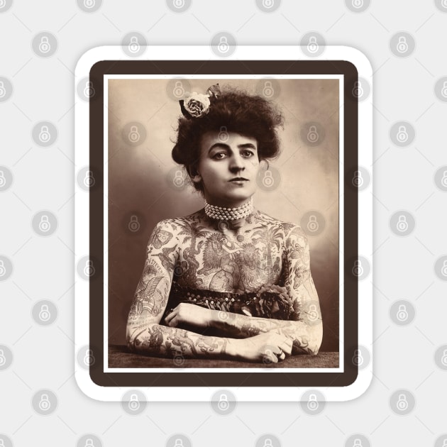 Vintage Tattooed Lady Print Magnet by posterbobs