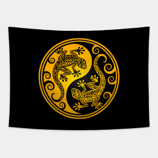 Yellow and Black Yin Yang Geckos Tapestry