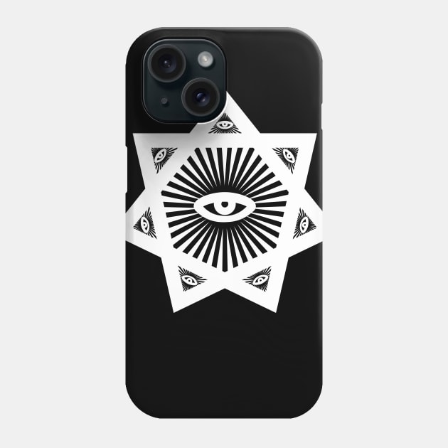 Heptagram 7 Sided Star With All Seeing Eye Scared Geometry Phone Case by Nonstop Shirts