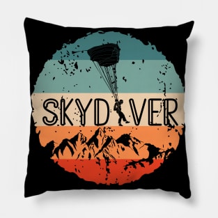 Retro Vintage Skydiver Skydiving Parachuting Skydive Gift Pillow