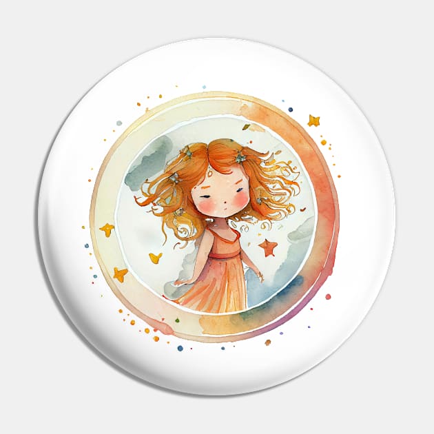 Watercolor Zodiac Virgo Pin by artsyindc