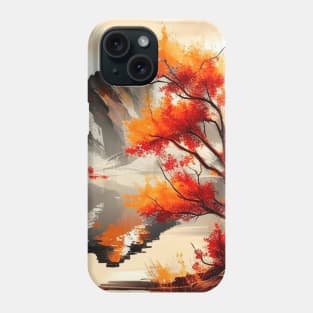 Colorful Autumn Trees with Mountain Lake Phone Case