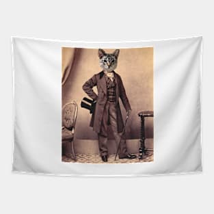 Sepia Copy of Elegant Man of Tabby Tapestry