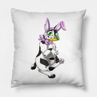 Bobtail BunnyCat: Black Bicolor Tabby (Pink) Pillow