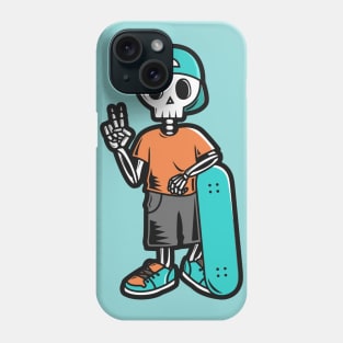 Skater Skeleton Kid with Backwards Hat Phone Case