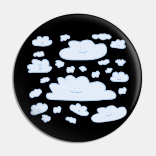 Cute Clouds, Pastel Blue Pin